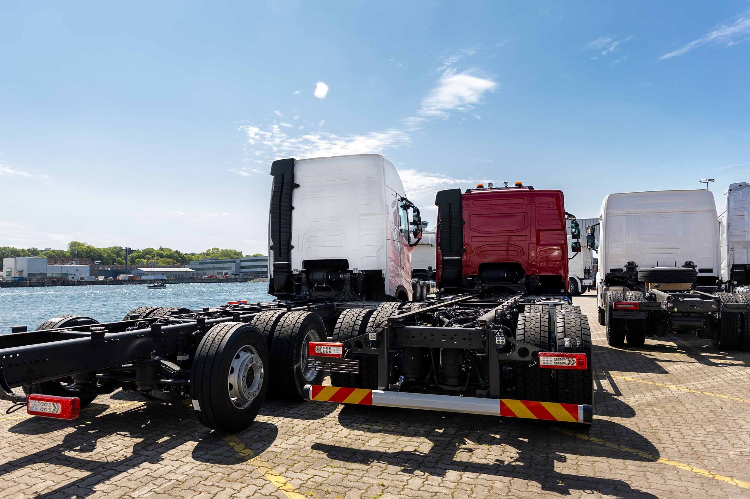 Back view of chassis cab trucks without attachments